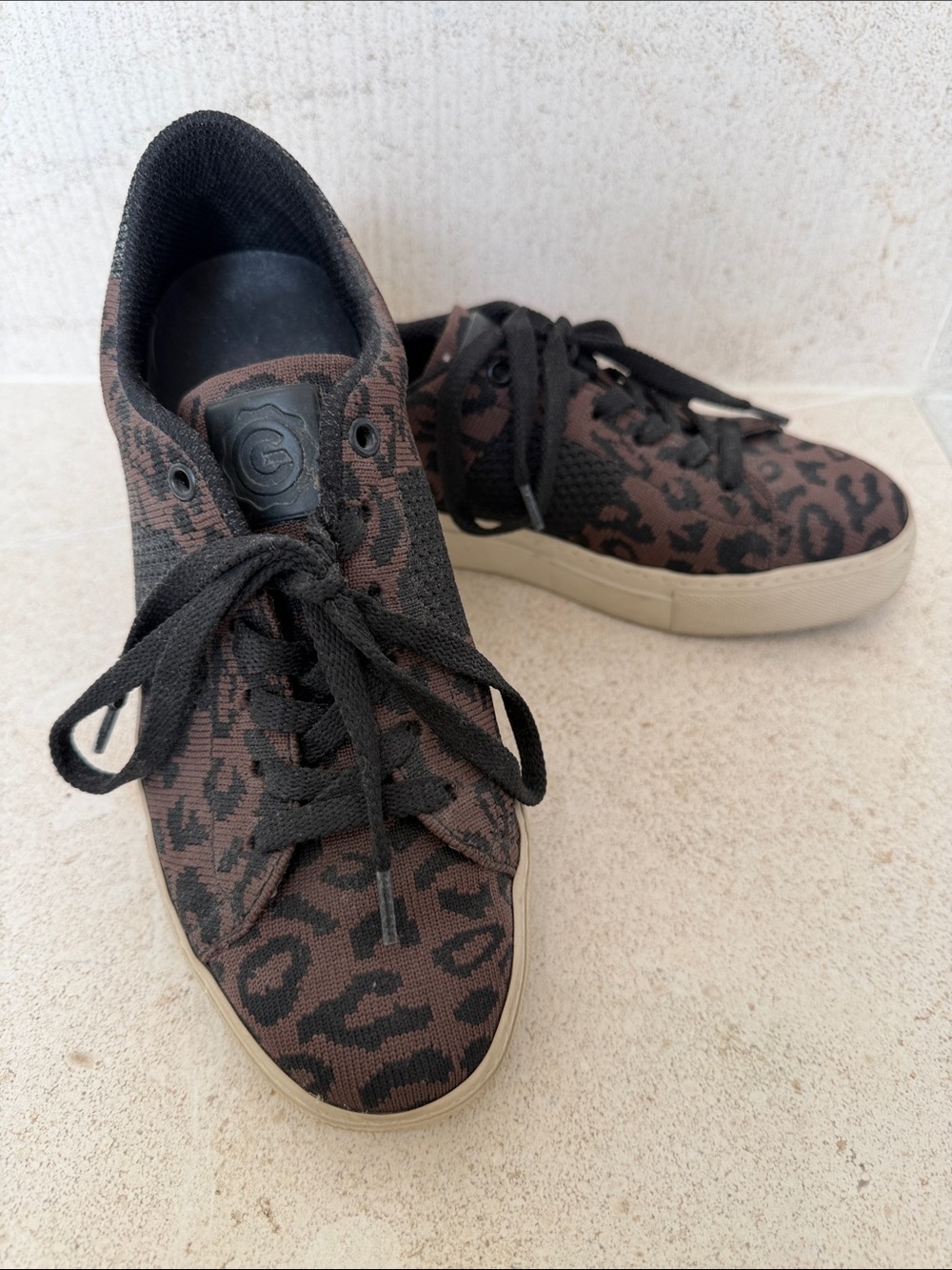 Greats Women's Leopard Knit Sneakers - Brown & Black Size 6 Made in Italy EUC